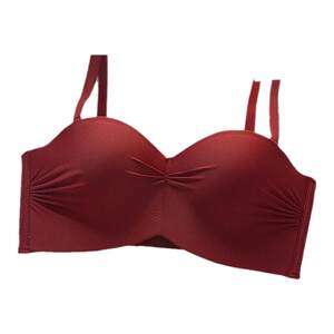 
New girl's small breasts sexy gathered underwear half cup of steel ring-free wedding traceless one-piece anti-exposure strap bra