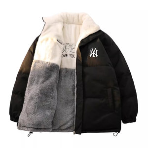 
Outlets couple's double-sided cotton-padded coat, thickened lamb's wool, warm cotton coat, men's and women's winter down-padded jacket, trendy