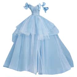 Photo Studio Theme Photography Photo Blue Wedding Cake Skirt High-end Tutu Skirt Heavy Industry Princess Style New Dress