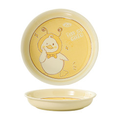 Underglaze color cartoon ceramic plate and bowl tableware set combination cute cream style household fish plate dish plate rice bowl