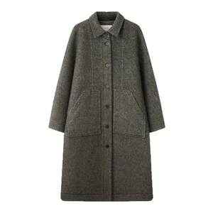 
solighter French wool lapel herringbone coat for women autumn and winter 2025 new mid-length woolen coat