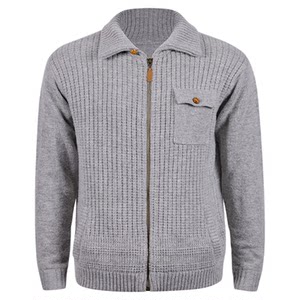 
[50% Wool] Square Medium Air Striped Zipper Sweater Cardigan Autumn New Lapel Sweater Men