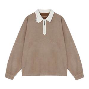 
BJHG reckless suede POLO collar T-shirt boys new winter trendy simple casual long-sleeved tops for women