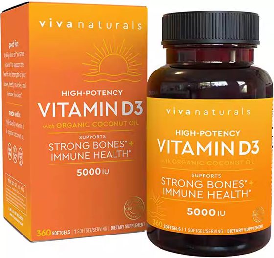 美国代购Vitamin D3 5000 IU, 360 Softgels - High Potency Vita