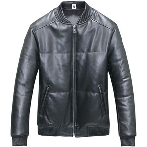 
Genuine leather down baseball cold weather jacket for men and women, first-layer cowhide leather jacket, youth casual slim short jacket
