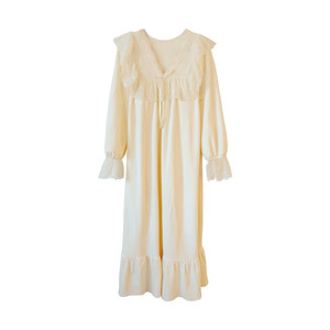 
BIEN island velvet nightgown for women in autumn and winter, sweet and cute princess style home clothes, outer wear long skirt, thin velvet princess style