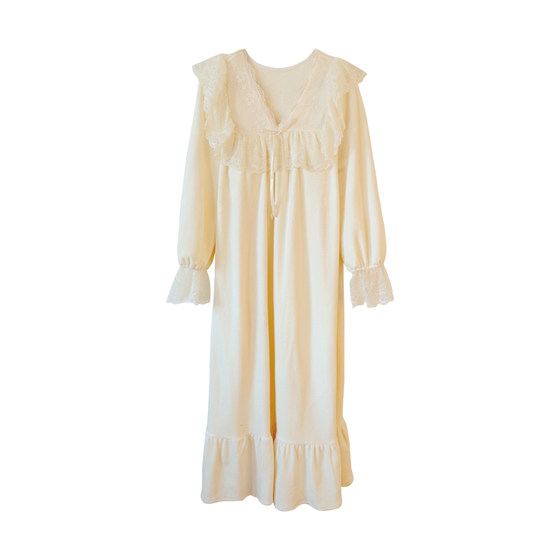 
BIEN island velvet nightgown for women in autumn and winter, sweet and cute princess style home clothes, outer wear long skirt, thin velvet princess style