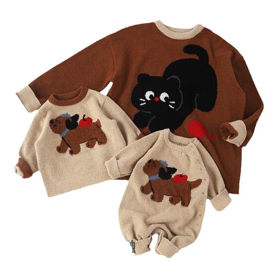 WHYLOOK Half-edge velvet parent-child clothing for mother and daughter, autumn and winter baby jumpsuits for a family of three, warm home pajamas