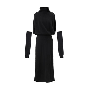 
SUK fantasy elegance! Wool blend high waist waist knitted long skirt sleeve 2025 autumn and winter new women