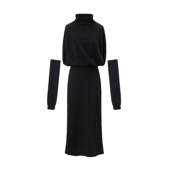 
SUK fantasy elegance! Wool blend high waist waist knitted long skirt sleeve 2025 autumn and winter new women