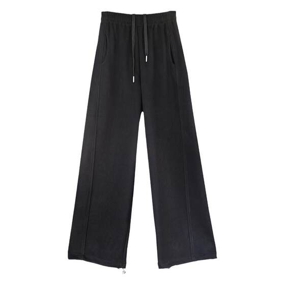 
Floral gray drawstring wide-leg sweatpants for women 2026 spring new loose casual straight-leg two-wear sports trousers