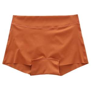 Sexy peach hip anti -clamping ice silk without trace flat horn pants female Xia Chun cotton crotch middle waist ligament anti -remove light safety pants