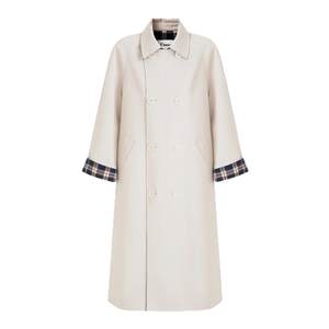 Fano simple Nordic style contrasting plaid splicing long windbreaker jacket for women mid-length 2025 new
