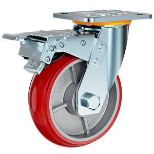 Heavy 3/4 -inch 5 -inch 6 -inch 8 -inch iron -core polyurethane universal PU load -bearing wear resistance and mute stroller foot wheel
