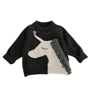 
Baby boy's cute winter sweater suit, boy's Korean style thickened warm sweater, baby's versatile fleece pants