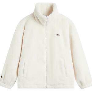 
Li Ning Imitation Rabbit Plush Jacket Women's Spring and Autumn Casual Lapel Windproof Jacket Loose Knitted Top Sportswear