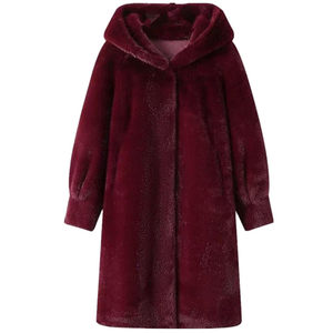
Fur coat women's winter mid-length mink fur all-in-one coat hooded knee-length middle-aged and elderly mother's wear