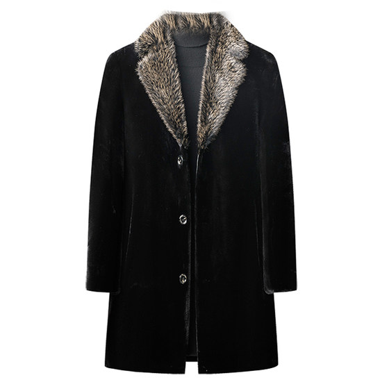 
Dad's winter gold mink men's fur coat mid-length thickened warm suit collar casual high-end coat