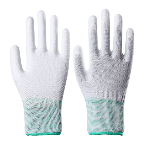 12 Double -installed Labor Insurance Anti -Static Electric Electricity PU Placing Glores Handiculin Plastic Plastic Nylons White Plastic Plastic Plastic Demonstration