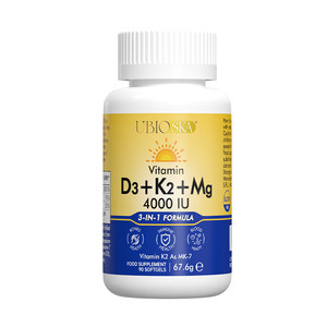 
UBIO Vitamin D3K2 magnesium three-in-one children's vitamin D3K2 pregnant women and adults sunshine blue and yellow bottle