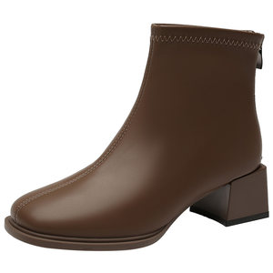 
Dadong Fashion Boots Women's Shoes 2025 New Winter Fashionable and Casual Thick Heel Medium Heel Rear Zipper Square Head D0115