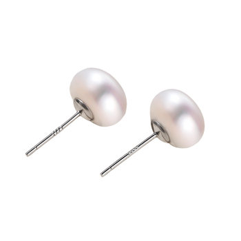 Natural freshwater pearl earrings studs 999 sterling silver