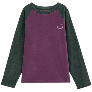 
[Warm Velvet Spring and Autumn T-shirt] Uncle Cotton Double-sided Velvet Long Sleeve T-shirt for boys and girls, contrasting color raglan long-sleeved bottoming shirt