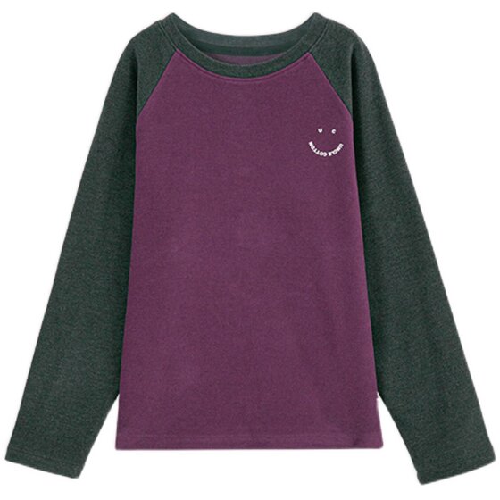 
[Warm Velvet Spring and Autumn T-shirt] Uncle Cotton Double-sided Velvet Long Sleeve T-shirt for boys and girls, contrasting color raglan long-sleeved bottoming shirt