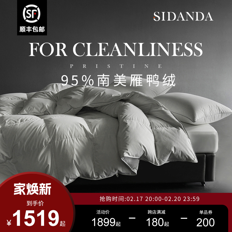 SIDANDA南美雁鸭绒95羽绒被冬被加厚保暖被子被芯全棉抗菌春秋被