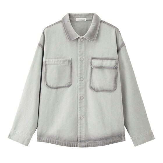 
Designer Giordano men's pure cotton spray-color asymmetric pocket lapel denim jacket jacket 18075807