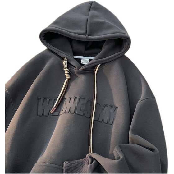 
390G Heavyweight Zhongshan Hooded Sweatshirt Men's Autumn Fashion Brand American Loose Large Size Casual Top Men's Jacket