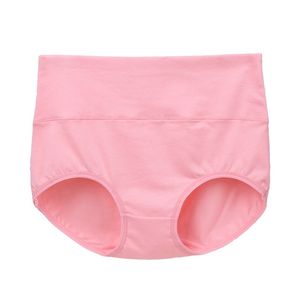 Women's high -waisted cotton panties female 100%whole cotton crotch antibacterial and breathable abdomen large size mothers pure color triangle shorts