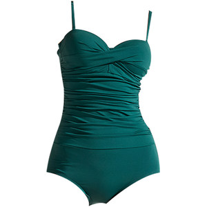 New swimsuit for women soaking in hot springs, conservative one-piece slimming and belly covering swimsuit, retro gathering bikini