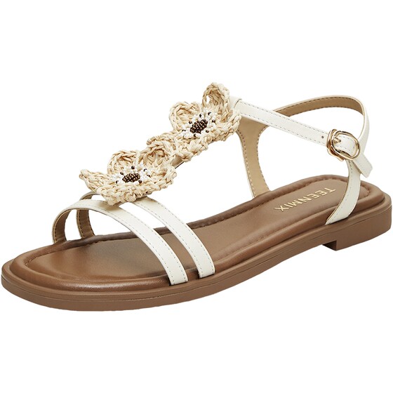 Tianmei Yi word belt retro seaside vacation flat sandals women's fashion sandals 2026 summer new style 6YL09BL6