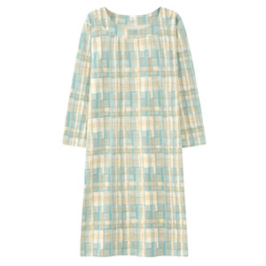 
Pure cotton long-sleeved plaid nightgown for women spring and autumn mid-length loose casual soft home wear 2025 new dress