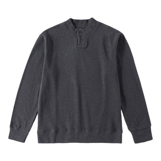 
LUUD men's winter soft waxy long-sleeved T-shirt with sweatshirt double-sided German velvet warm one-button stand-up collar bottoming shirt