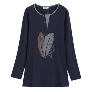 
Pure cotton long-sleeved T-shirt women's spring and autumn 2026 new style Western style mom plus size top mid-length inner bottoming shirt