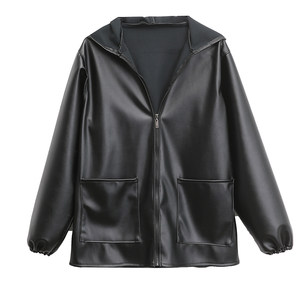 Men's leather jacket loose windshield, warm oil -proof waterproof leather hood, car washing car repair work clothes slaughter clothes coat
