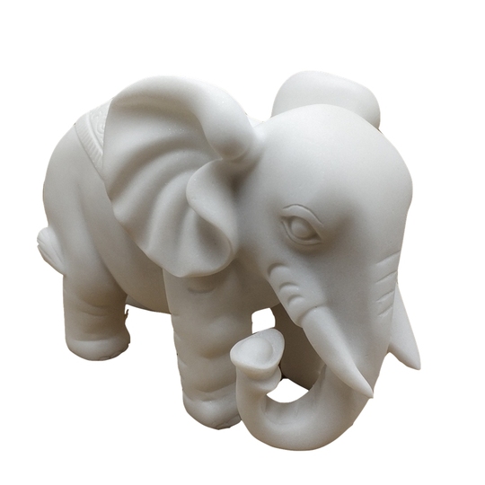 象の石彫刻 大理石 象の石彫刻 大理石 手彫りの白い大理石の象の像（ペア）：室内装飾の