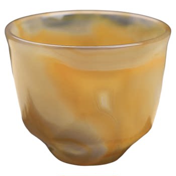 Pure natural fine Brazilian jade agate cup folding waist cup tea cup tea set wine glass ornaments universal pure handmade fine sculpture