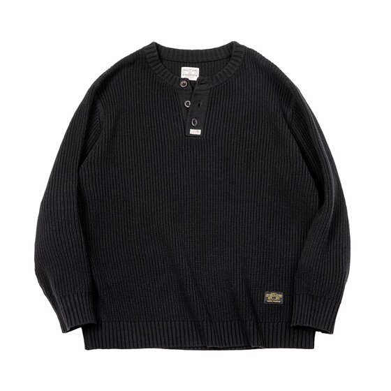 Madden Gong American retro black knitted Henry shirt Amea Kazakh vertical striped slots sweater men's autumn and winter