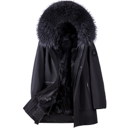Parker Men's Winter Fox Fur Mink Liner Removable Mid-length Rex Rabbit Fur One-piece Fur Jacket