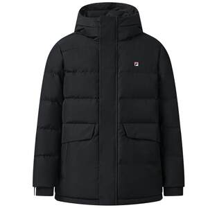 
FILA official men's mid-length down jacket 2025 winter new fashion casual warm hooded jacket