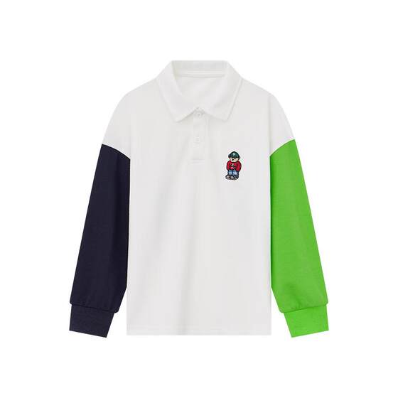 
Duojia boys' polo shirts spring and autumn 2026 new children's contrast embroidered long-sleeved T-shirt tops for middle and large children