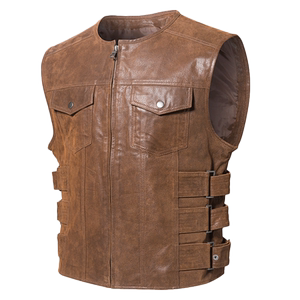 
Haining autumn and winter new leather jacket men's leather vest men's vest American western cowboy retro leather jacket