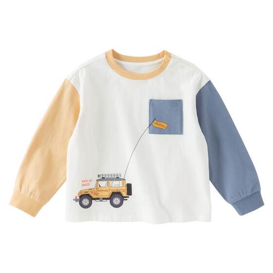 
David Bella boys long-sleeved T-shirt 2026 spring new baby type A pure cotton bottoming shirt children's style top
