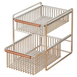 Pull-out bathroom sink storage rack