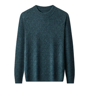 Shanghai spring bamboo winter half -high collar 100%cashmere sweater men's new thickened and warm middle -aged father high -end sweater
