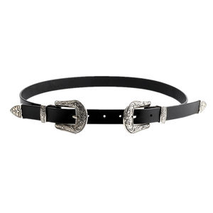 Double head and waist band female leather decorative belt female minimalist wild student Korean retro literary and artistic pants band