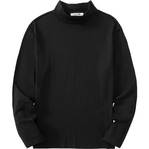 重磅纯棉长袖t恤男丝光棉半高领小衫纯色内搭打底衫全棉中领秋衣